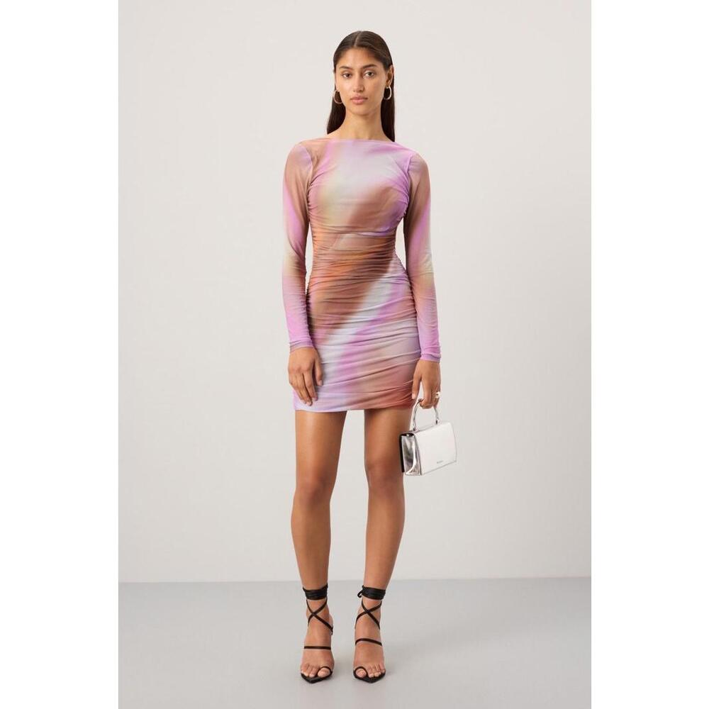 AFRM Maya Multicolor Mini Dress Size S with Mesh Tear